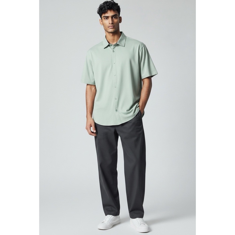 Kenneth Cole Men's Short Sleeve Woven Shirt Green Size Medium
